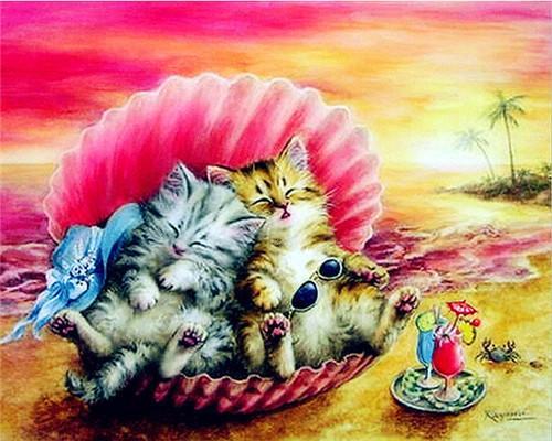 Animal Cat Paint By Numbers Canvas Wall Set PBNCATW37