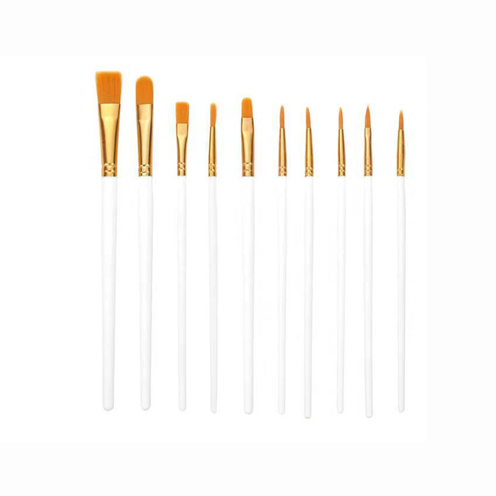 10 Pinceaux pour Peinture Acrylique - Différentes tailles et Formes