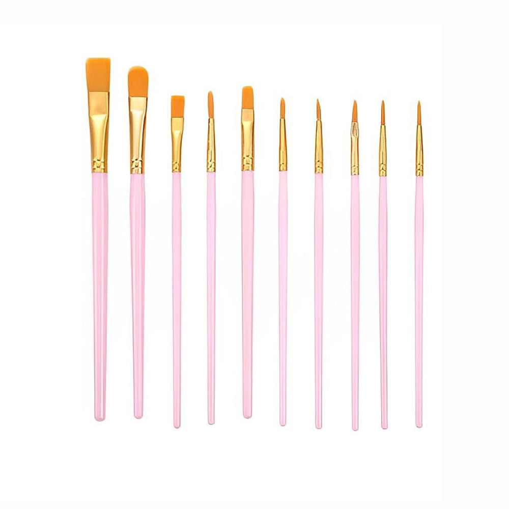 10 Pinceaux pour Peinture Acrylique - Différentes tailles et Formes