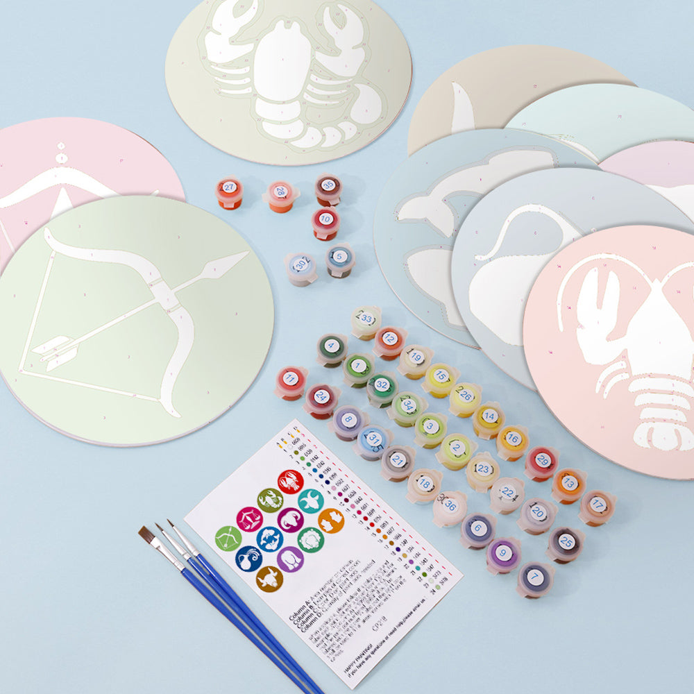 12 Pièces Sets de Table Logo Constellation Cartoon Peinture par Numéros
