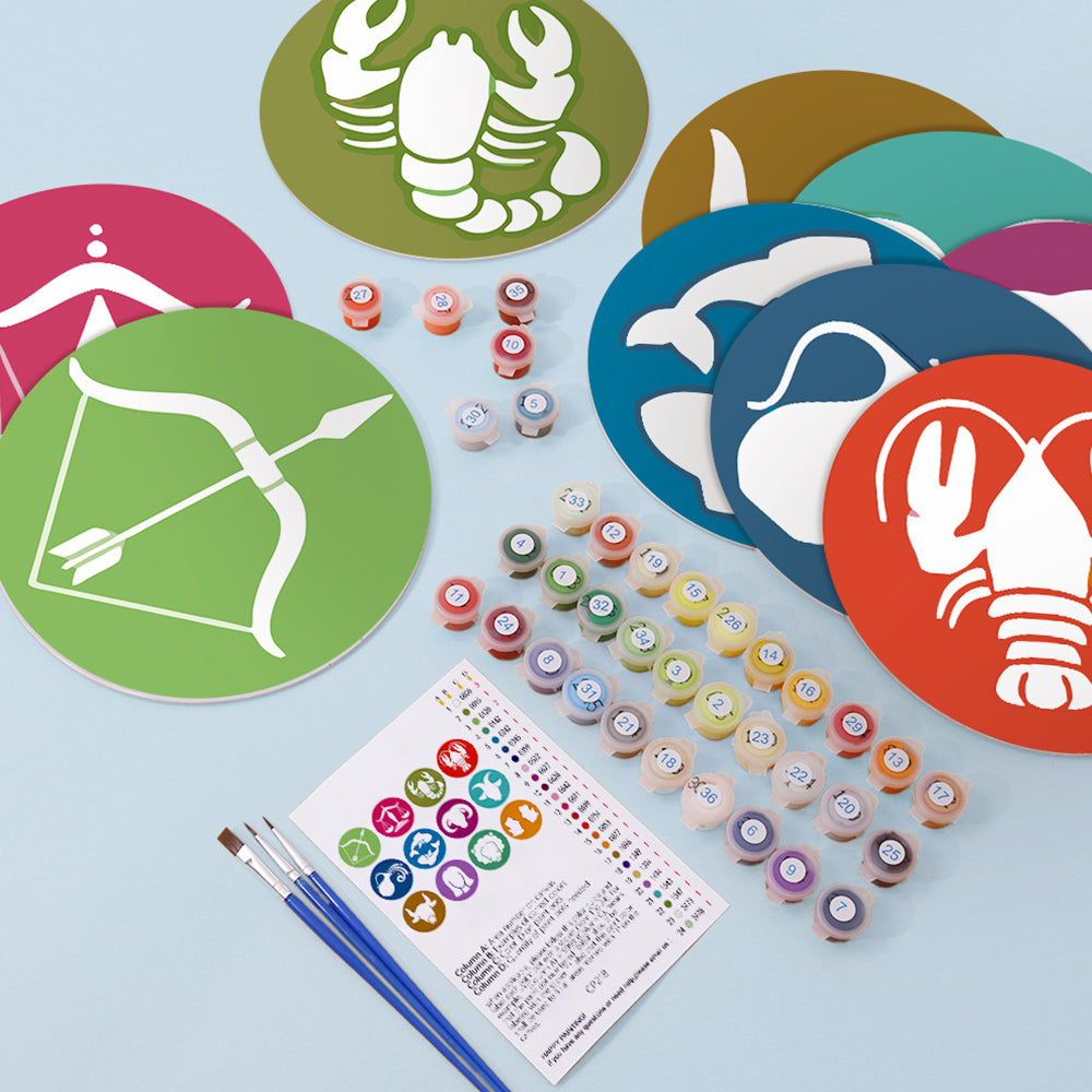 12 Pièces Sets de Table Logo Constellation Cartoon Peinture par Numéros