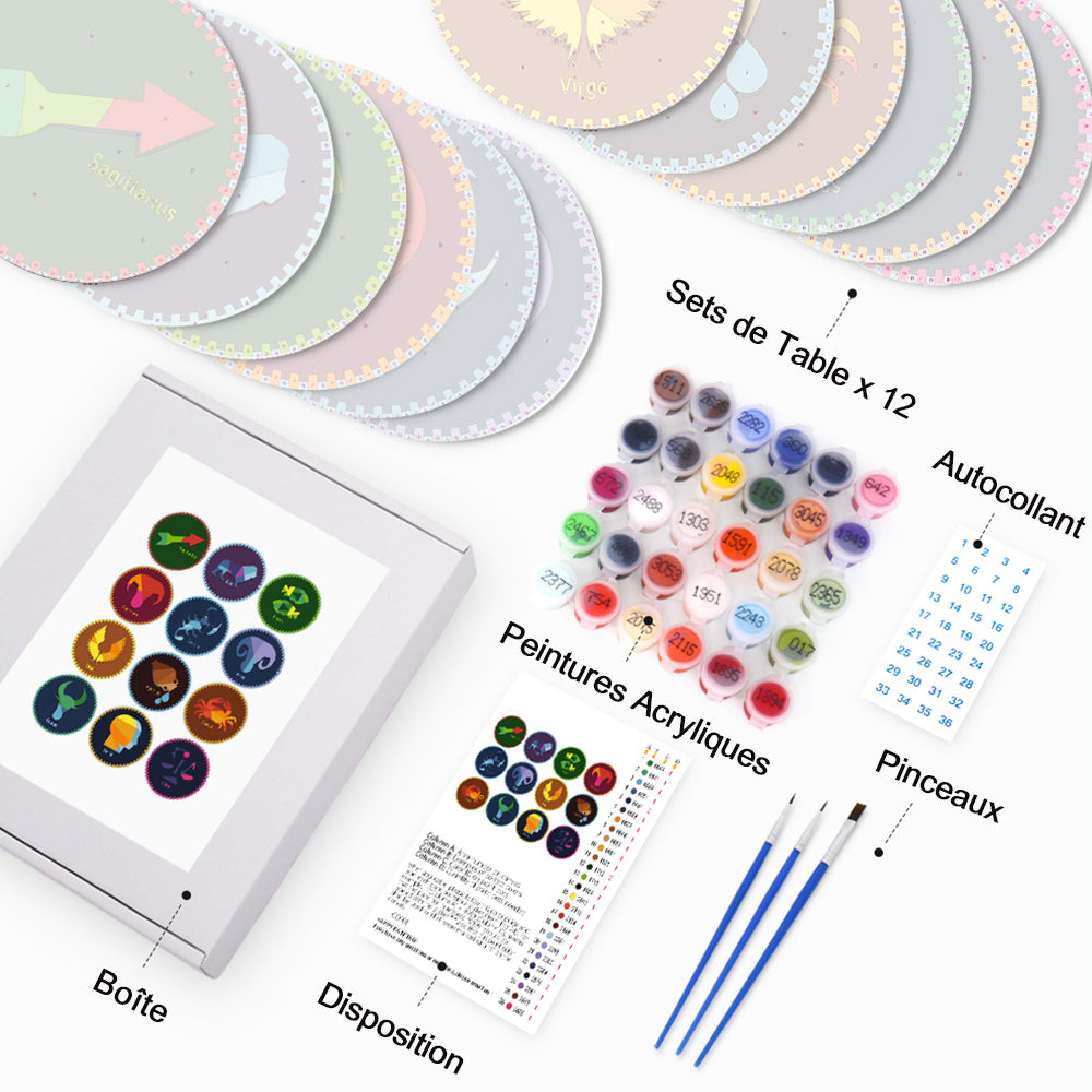 12 Pièces Sets de Table Série Constellation Peinture par Numéros