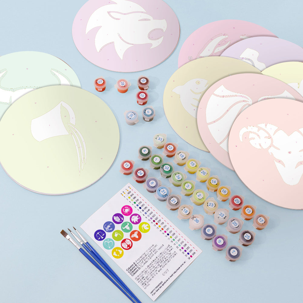 12 Pièces Sets de Table Signes du Zodiaque Peinture par Numéros