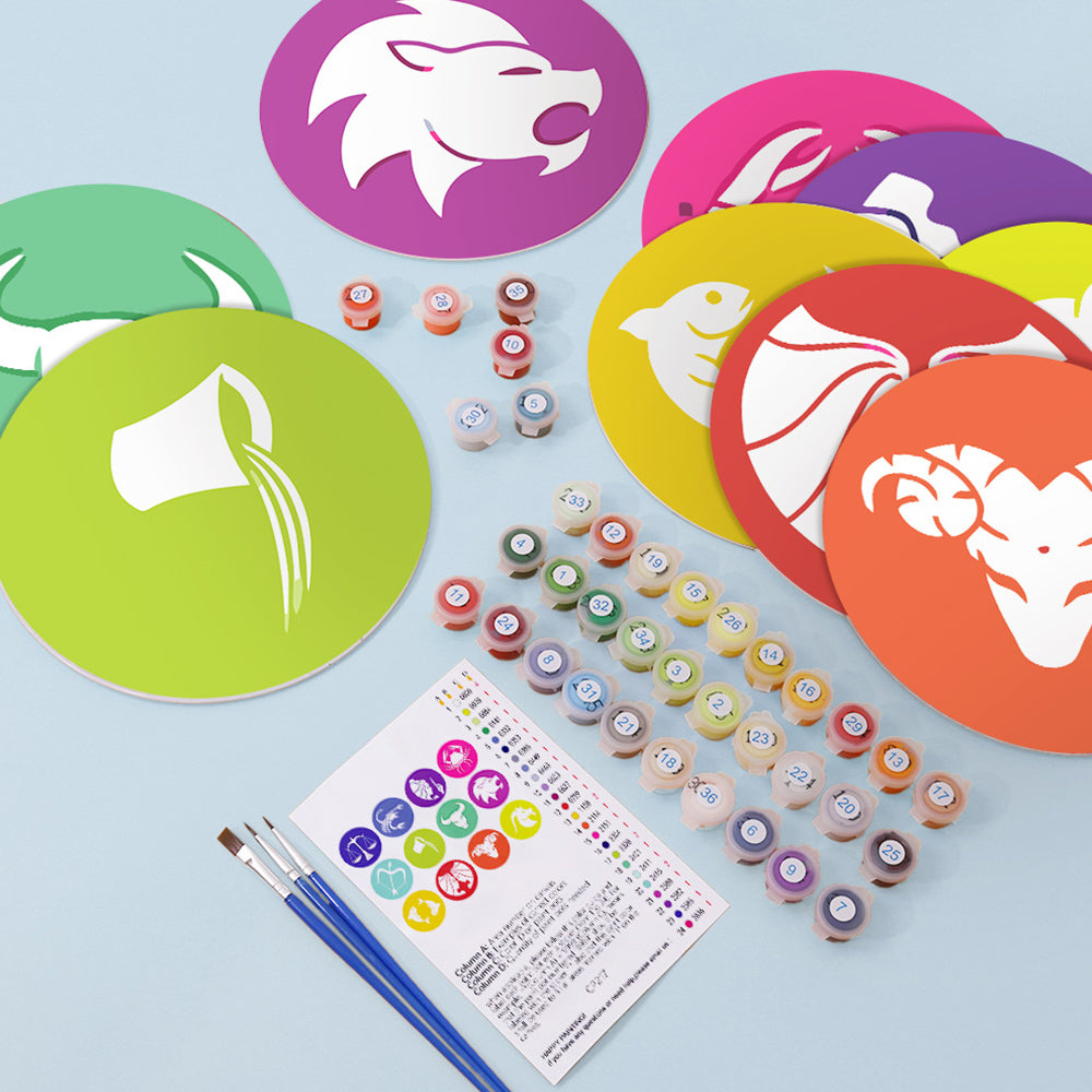 12 Pièces Sets de Table Signes du Zodiaque Peinture par Numéros