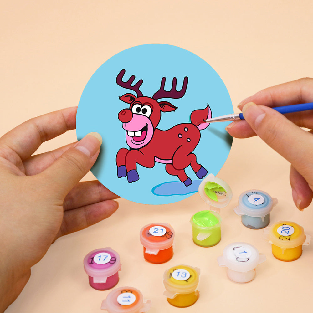 4 Pièces Dessous-de-verre Animaux de Noël Peinture par Numéros
