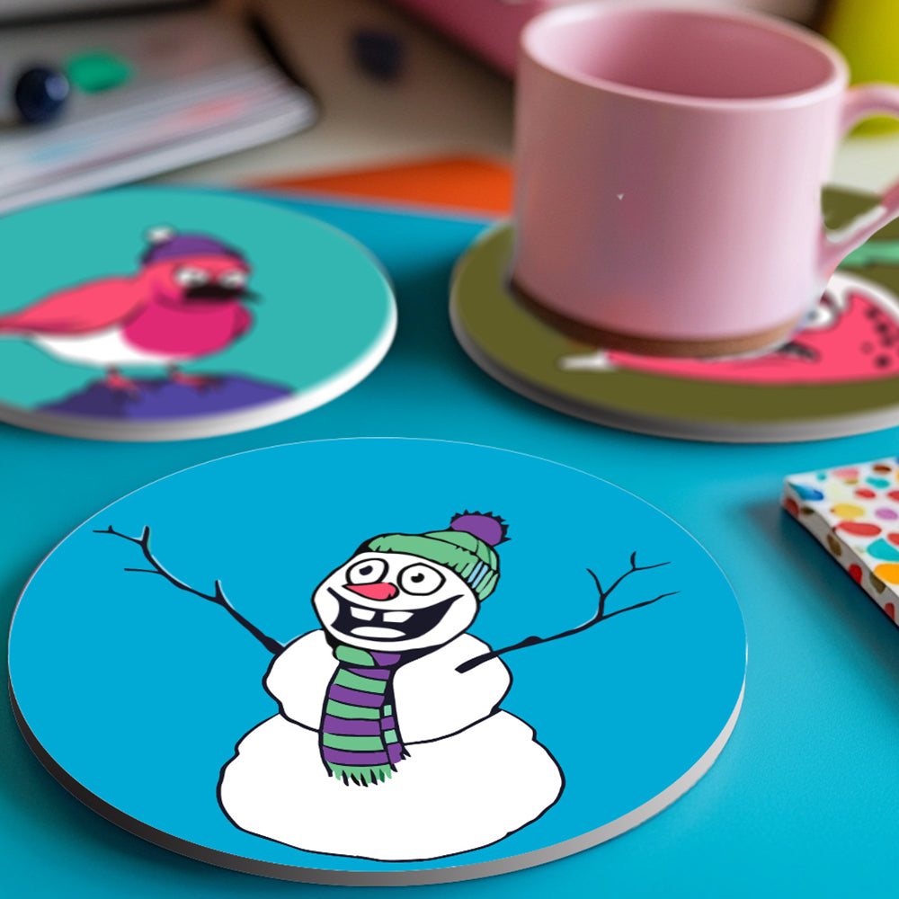 4 Pièces Dessous-de-verre Animaux de Noël Peinture par Numéros