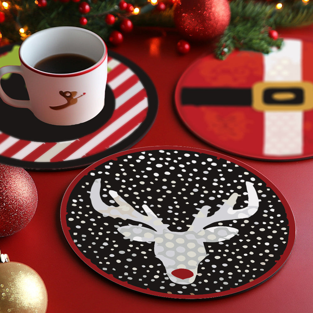 4 Pièces Dessous-de-verre Costumes de Noël Peinture par Numéros