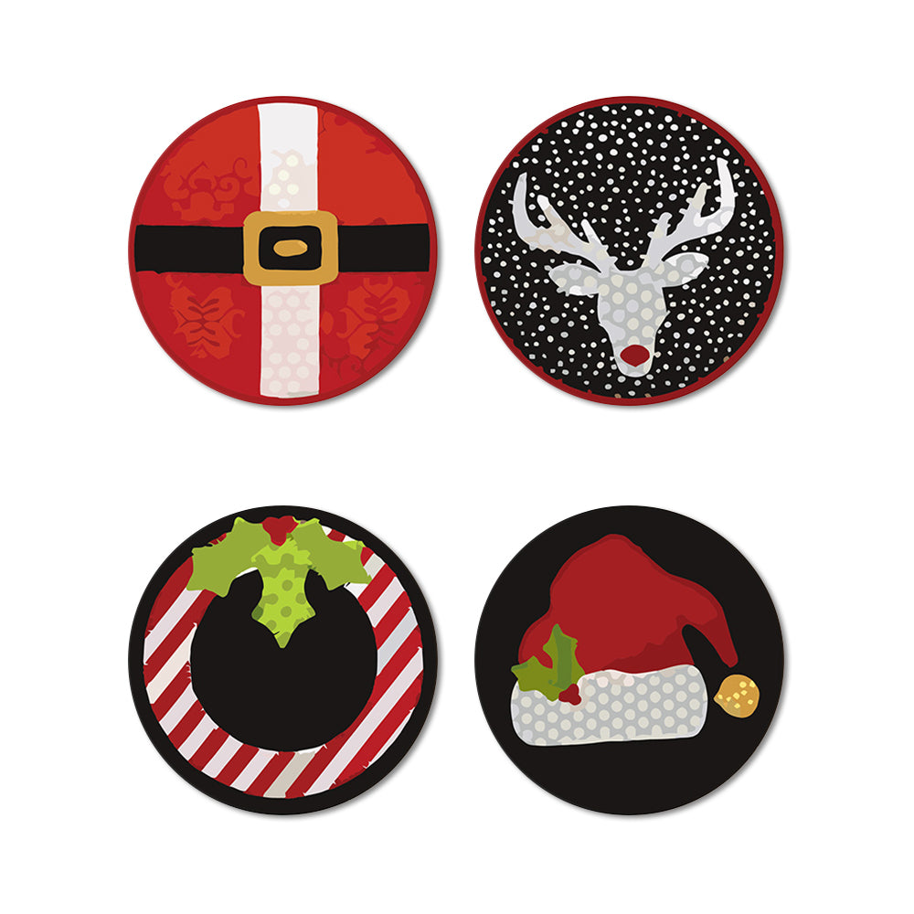 4 Pièces Dessous-de-verre Costumes de Noël Peinture par Numéros