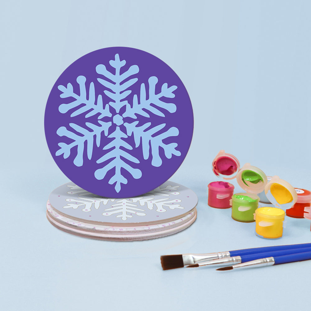 4 Pièces Dessous-de-verre Flocons de Neige de Noël Peinture par Numéros