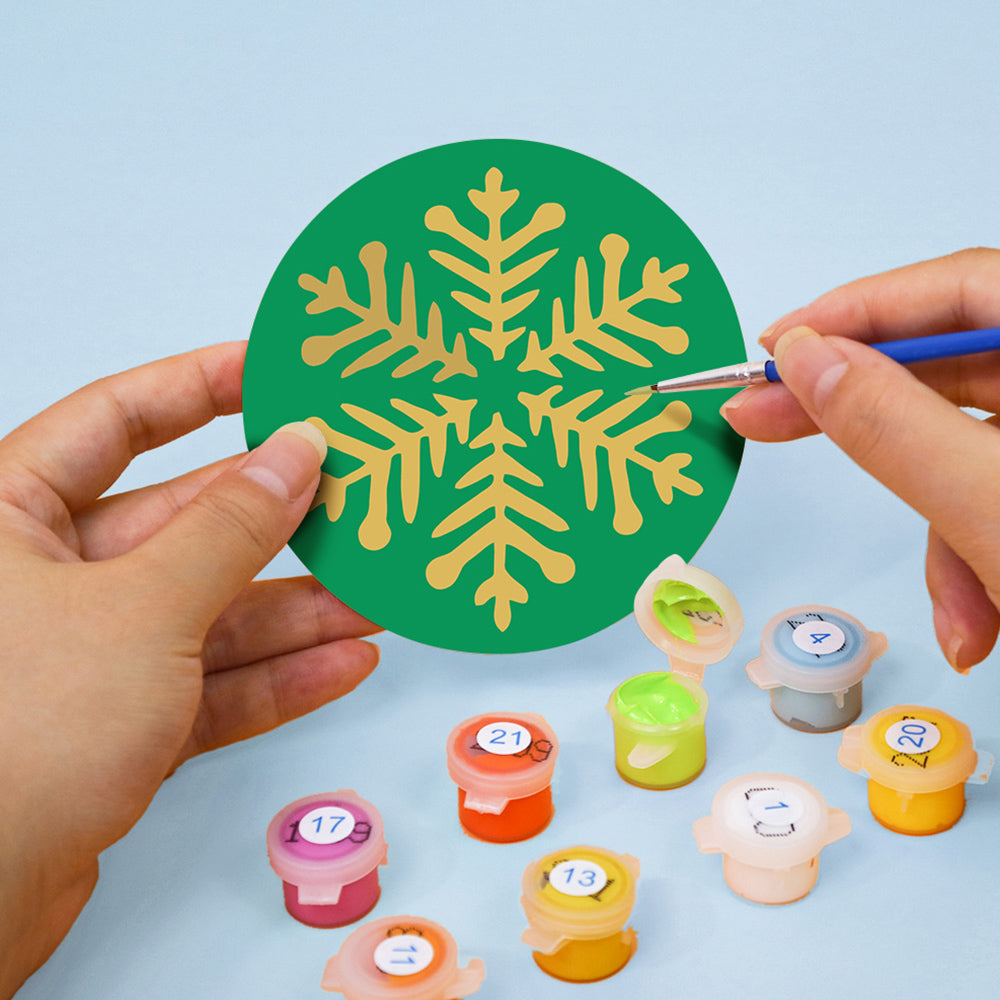 4 Pièces Dessous-de-verre Flocons de Neige de Noël Peinture par Numéros