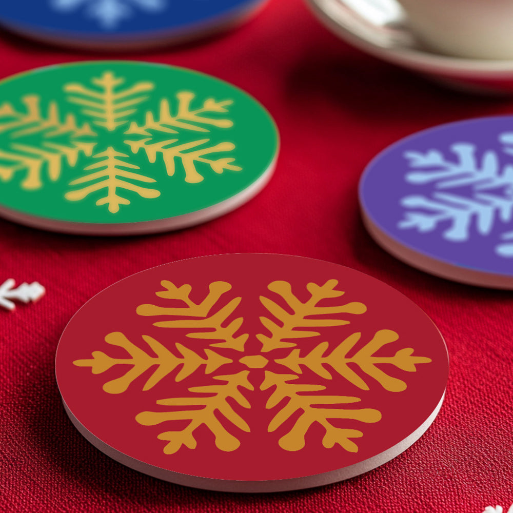 4 Pièces Dessous-de-verre Flocons de Neige de Noël Peinture par Numéros