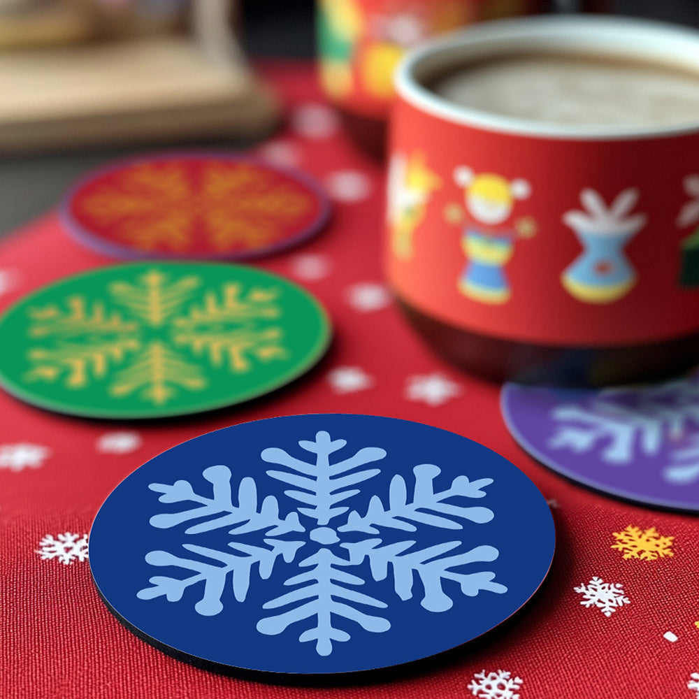 4 Pièces Dessous-de-verre Flocons de Neige de Noël Peinture par Numéros