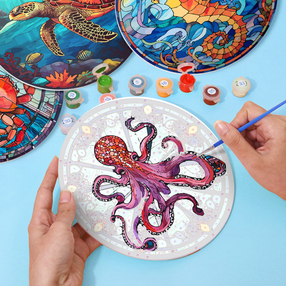 4 Pièces Sets de Table Animaux Marins Peinture par Numéros