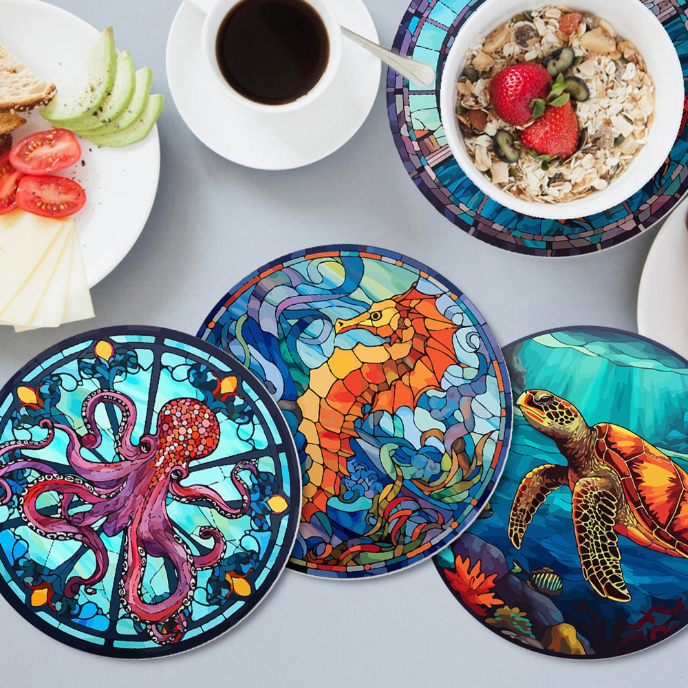 4 Pièces Sets de Table Animaux Marins Peinture par Numéros