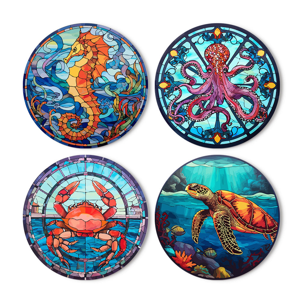 4 Pièces Sets de Table Animaux Marins Peinture par Numéros