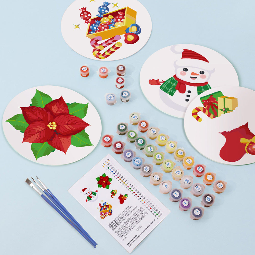 4 Pièces Sets de Table Bonbons et Cadeaux de Noël Peinture par Numéros