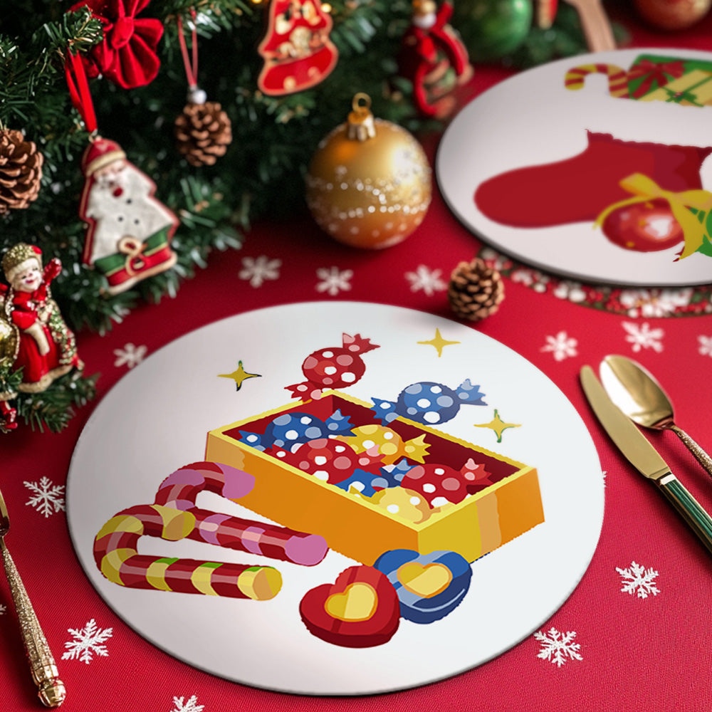 4 Pièces Sets de Table Bonbons et Cadeaux de Noël Peinture par Numéros