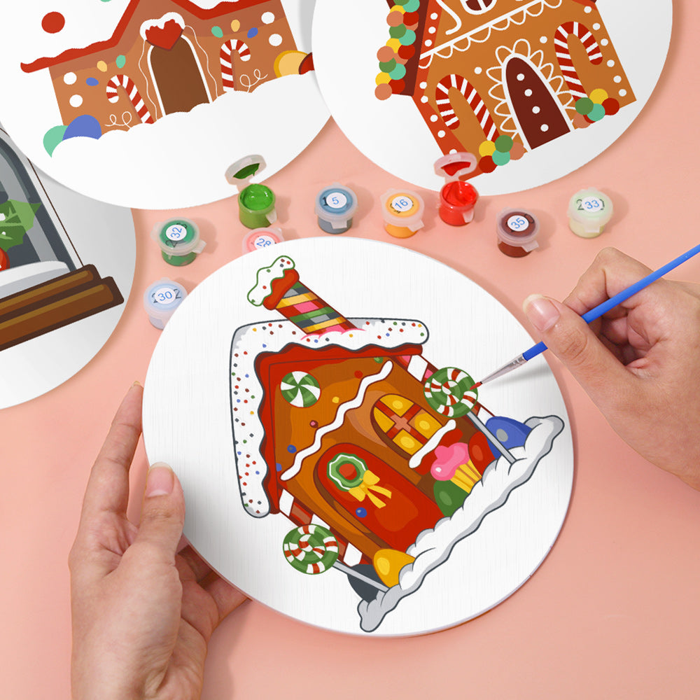 4 Pièces Sets de Table Château de Noël Cartoon Peinture par Numéros