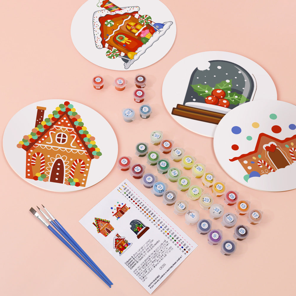 4 Pièces Sets de Table Château de Noël Cartoon Peinture par Numéros