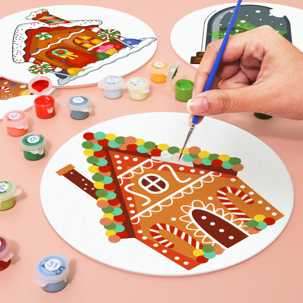 4 Pièces Sets de Table Château de Noël Cartoon Peinture par Numéros
