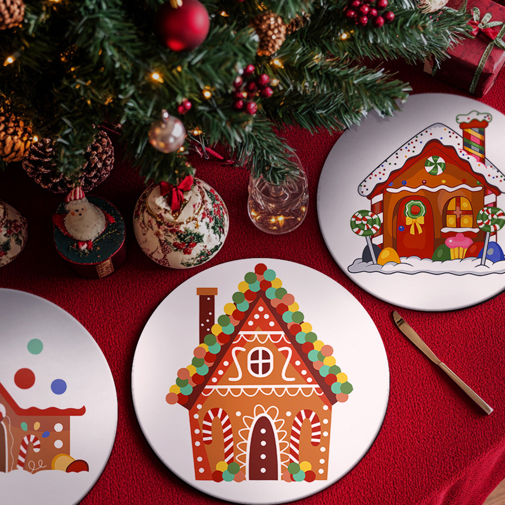 4 Pièces Sets de Table Château de Noël Cartoon Peinture par Numéros
