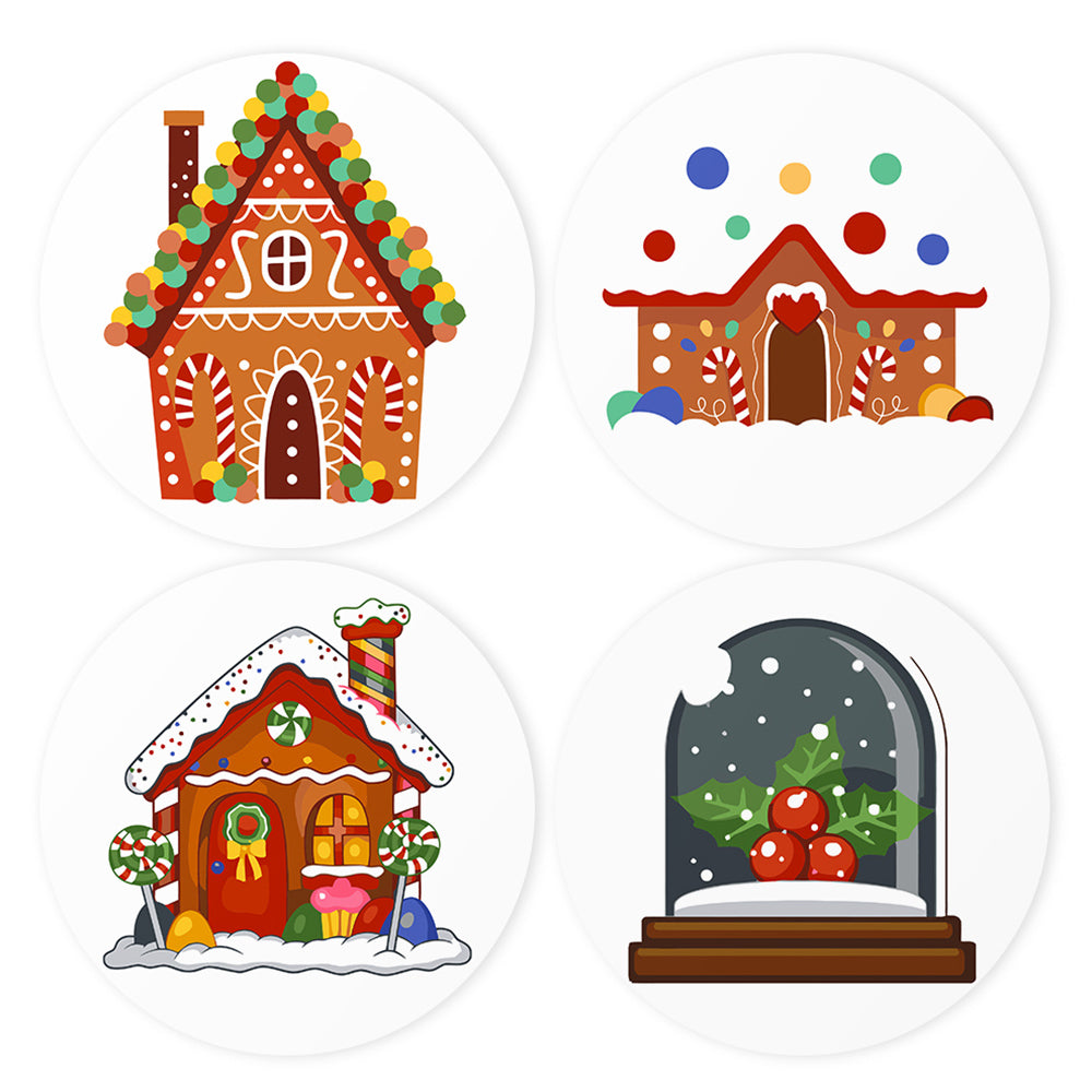 4 Pièces Sets de Table Château de Noël Cartoon Peinture par Numéros