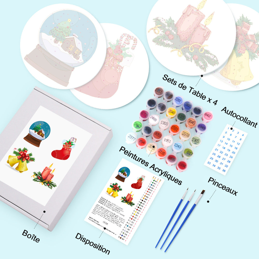 4 Pièces Sets de Table Décorations de Noël Peinture par Numéros