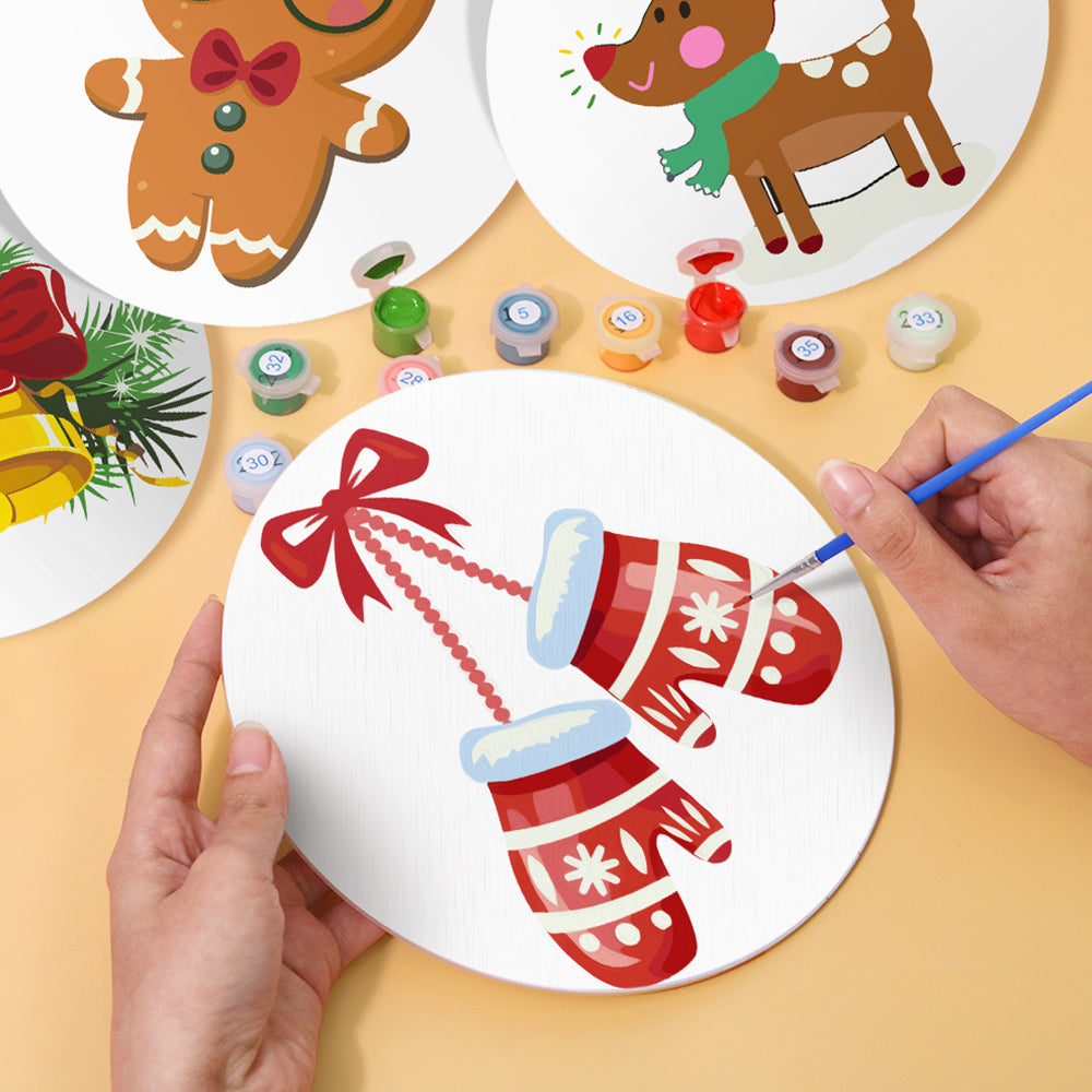 4 Pièces Sets de Table Gants et Cloches de Noël Peinture par Numéros