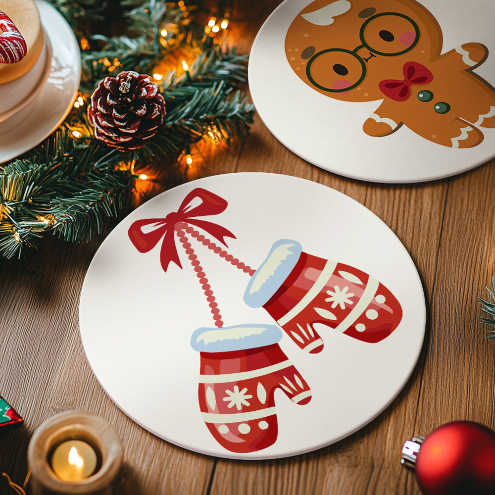 4 Pièces Sets de Table Gants et Cloches de Noël Peinture par Numéros