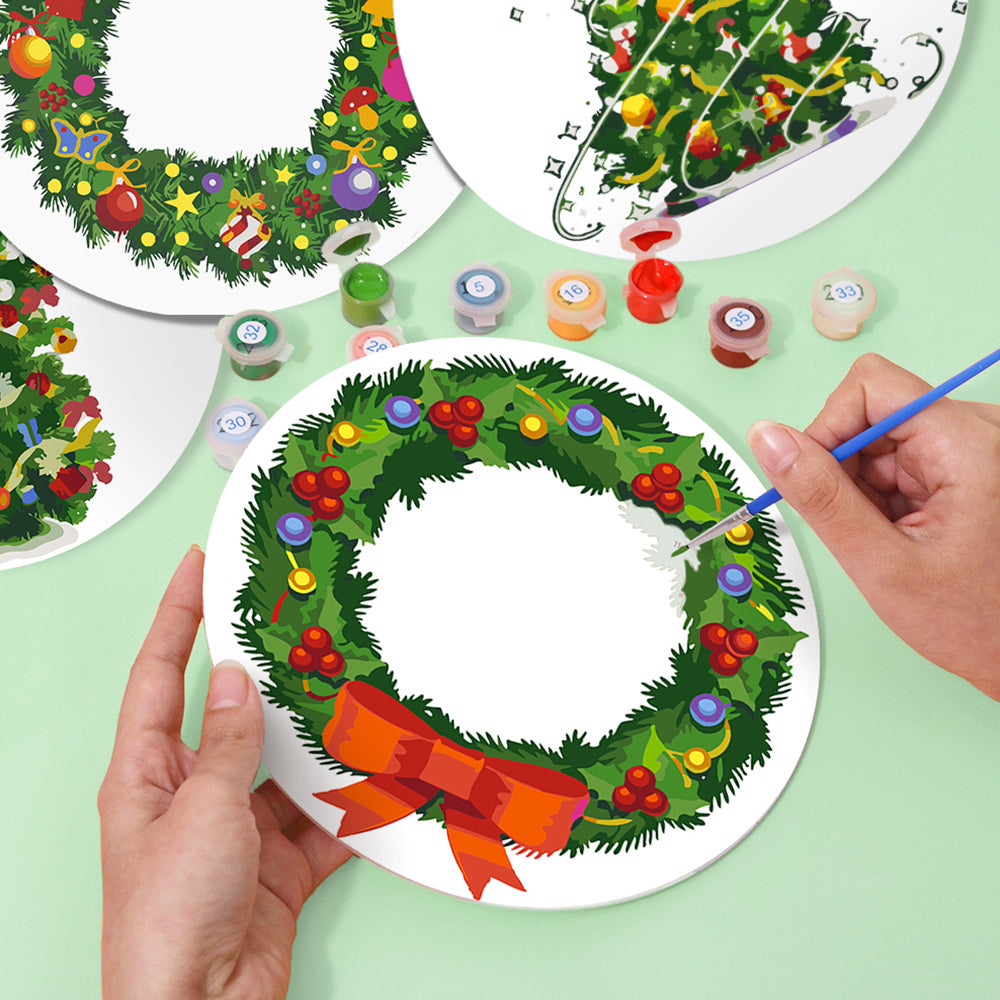 4 Pièces Sets de Table Sapin de Noël et Guirlande Peinture par Numéros