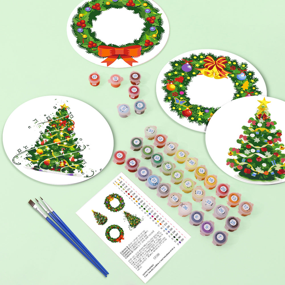 4 Pièces Sets de Table Sapin de Noël et Guirlande Peinture par Numéros