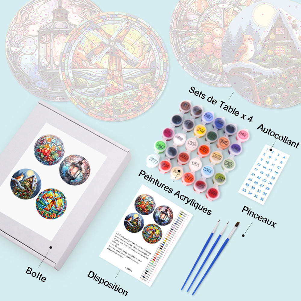 4 Pièces Sets de Table Thème de Noël Peinture par Numéros