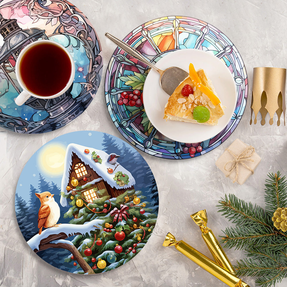 4 Pièces Sets de Table Thème de Noël Peinture par Numéros