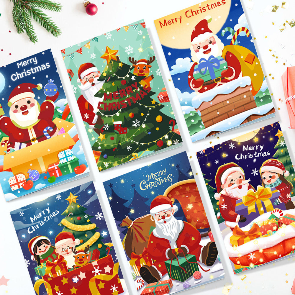 6 Cartes de Noël à Peinture par Numéros | Coffret Cadeau du Père Noël