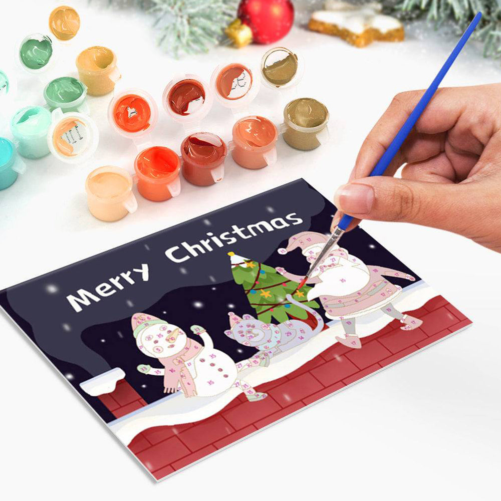 6 Cartes de Noël à Peinture par Numéros | Joyeux Noël