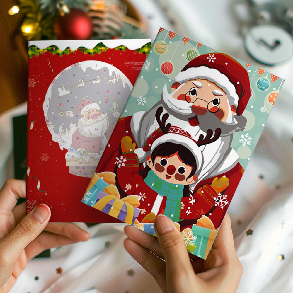 6 Cartes de Noël à Peinture par Numéros | Père Noël et Sapin de Noël