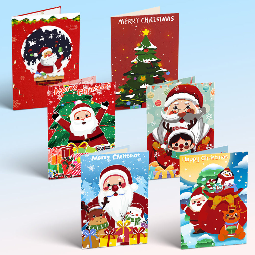 6 Cartes de Noël à Peinture par Numéros | Père Noël et Sapin de Noël