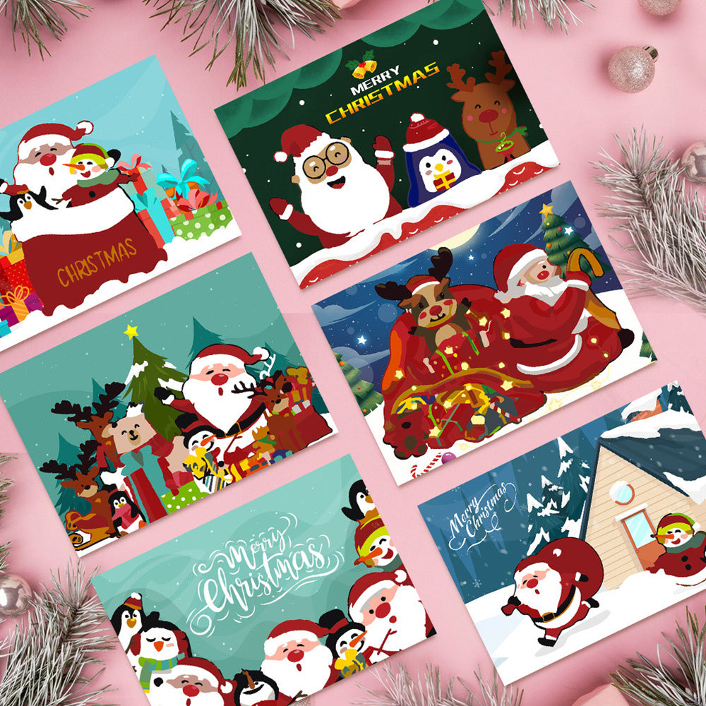 6 Cartes de Noël à Peinture par Numéros | Père Noël, Pingouin et Renne