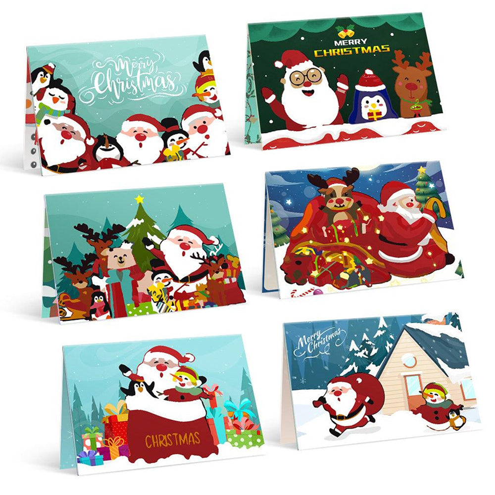 6 Cartes de Noël à Peinture par Numéros | Père Noël, Pingouin et Renne