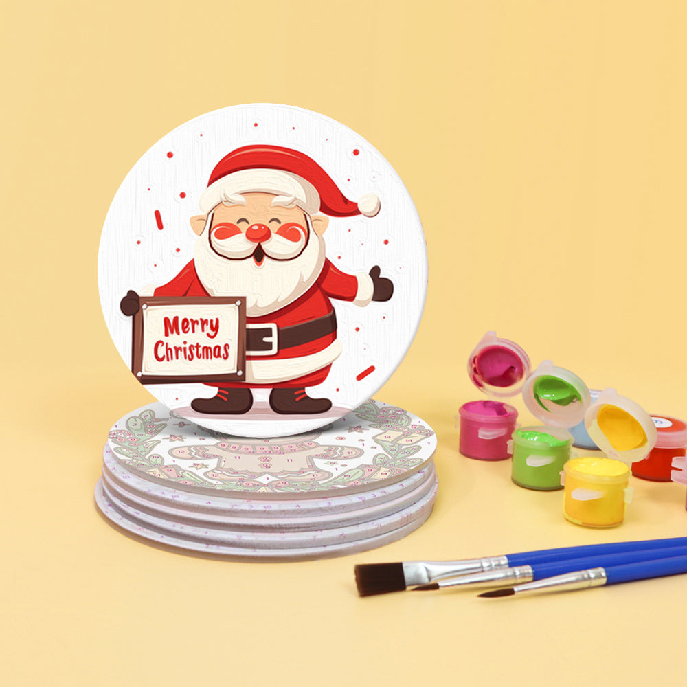 6 Pièces Dessous-de-verre Noël Cartoon Peinture par Numéros