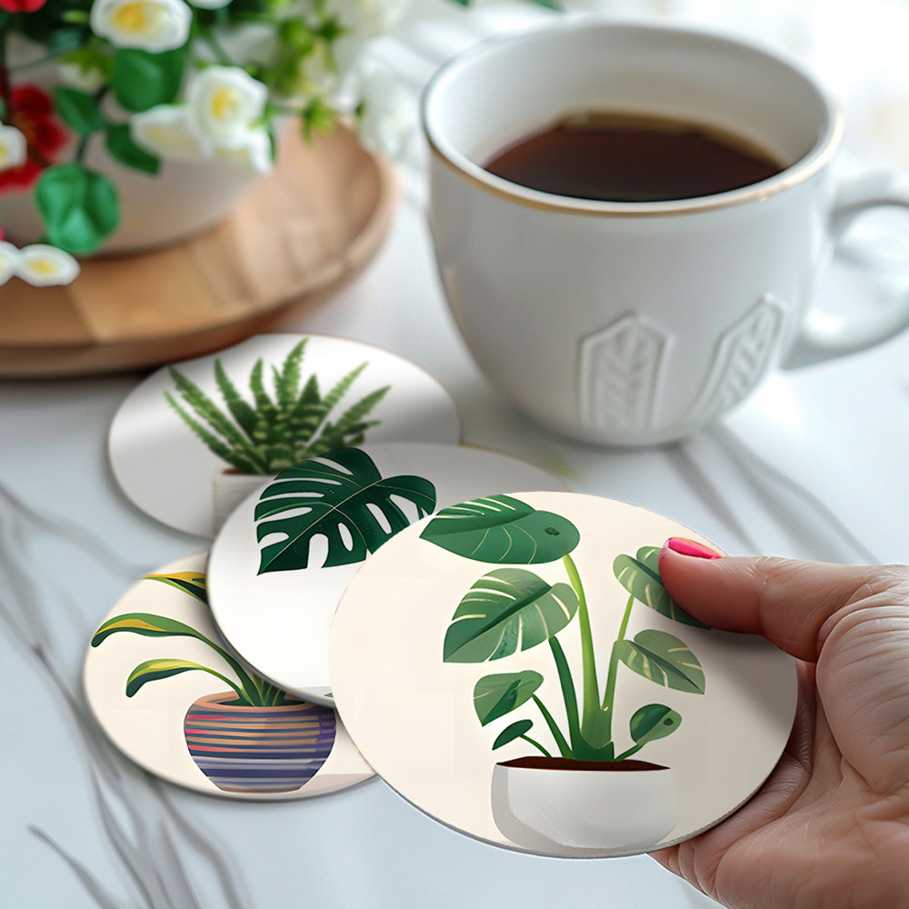 6 Pièces Dessous-de-verre Plantes Tropicales en Pot Peinture par Numéros