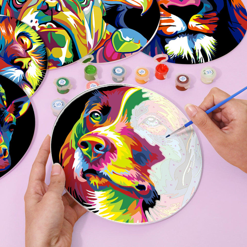 6 Pièces Sets de Table Animaux Colorés Peinture par Numéros