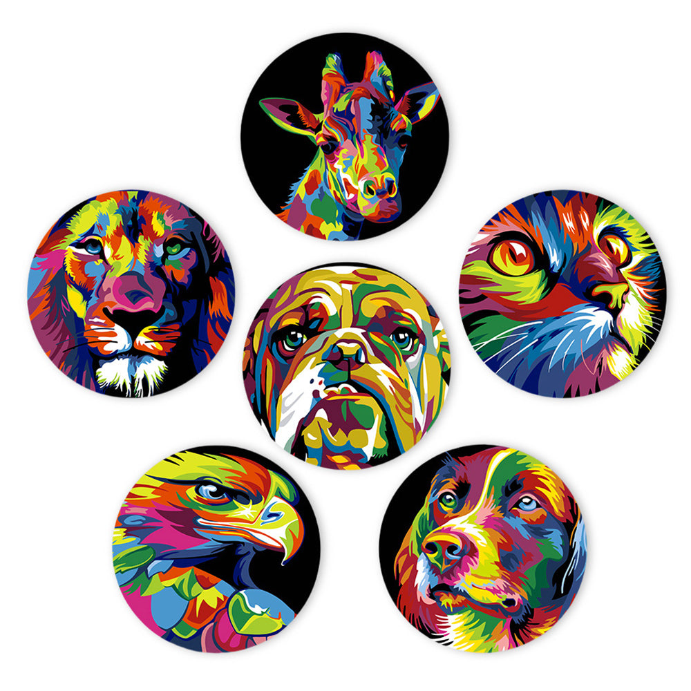 6 Pièces Sets de Table Animaux Colorés Peinture par Numéros