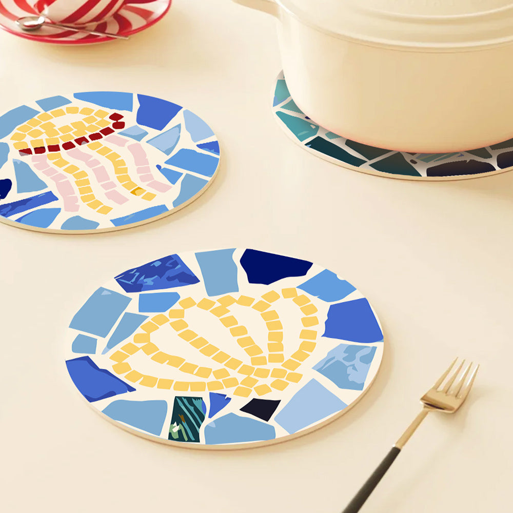 6 Pièces Sets de Table Animaux Marins en Bloc de Couleur Peinture par Numéros