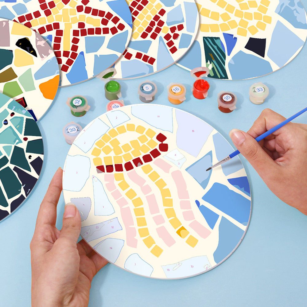 6 Pièces Sets de Table Animaux Marins en Bloc de Couleur Peinture par Numéros