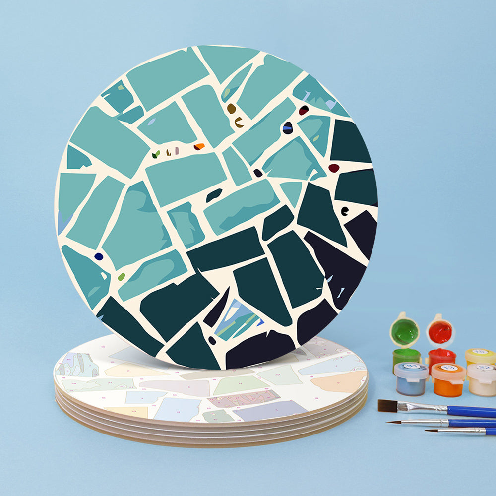 6 Pièces Sets de Table Animaux Marins en Bloc de Couleur Peinture par Numéros