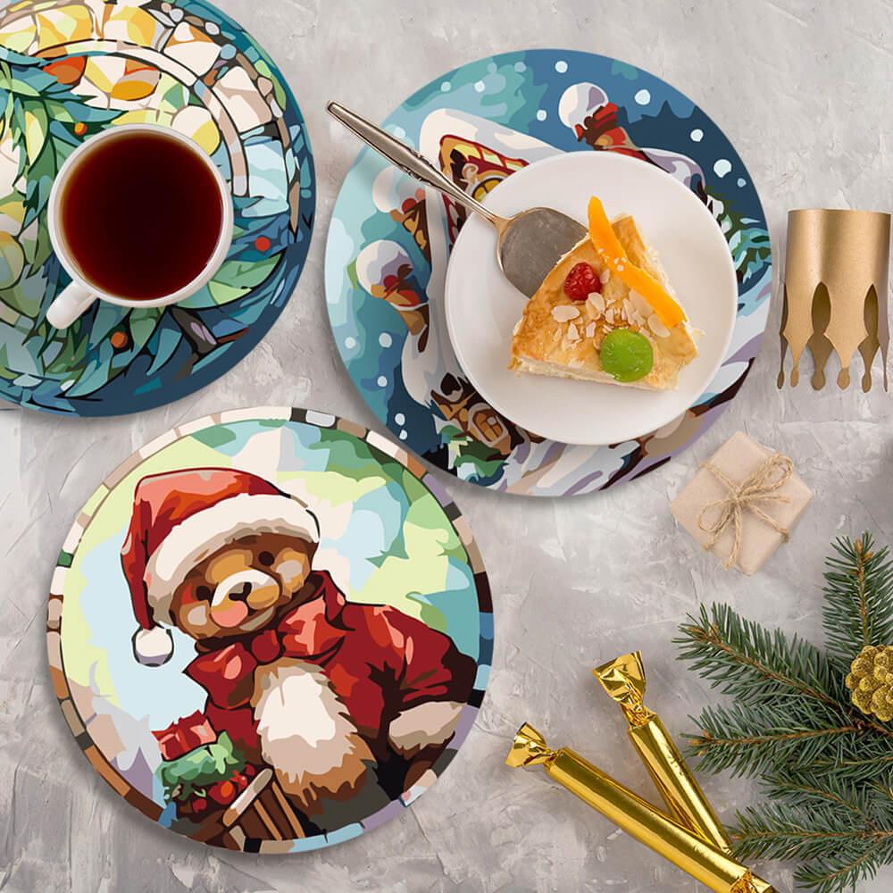 6 Pièces Sets de Table Bonhomme en Pain d'Épice de Noël Peinture par Numéros