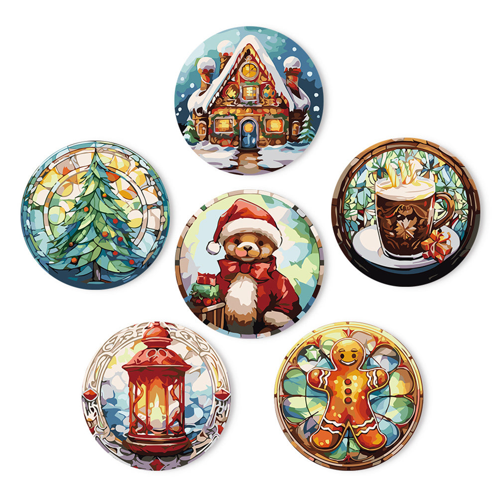 6 Pièces Sets de Table Bonhomme en Pain d'Épice de Noël Peinture par Numéros