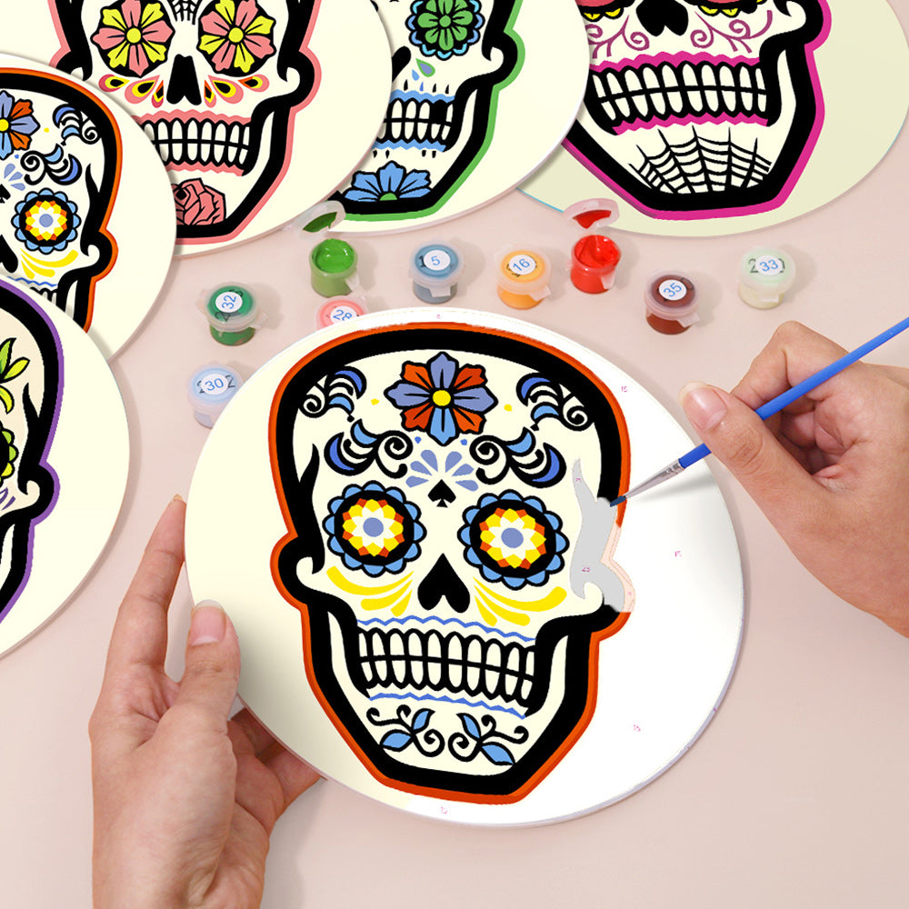 6 Pièces Sets de Table Crâne Fleuri Peinture par Numéros