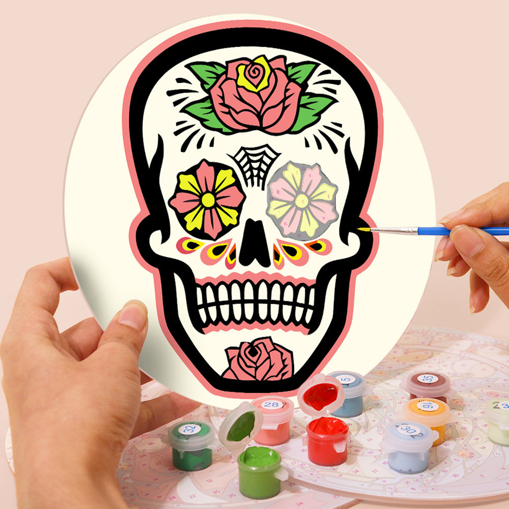 6 Pièces Sets de Table Crâne Fleuri Peinture par Numéros